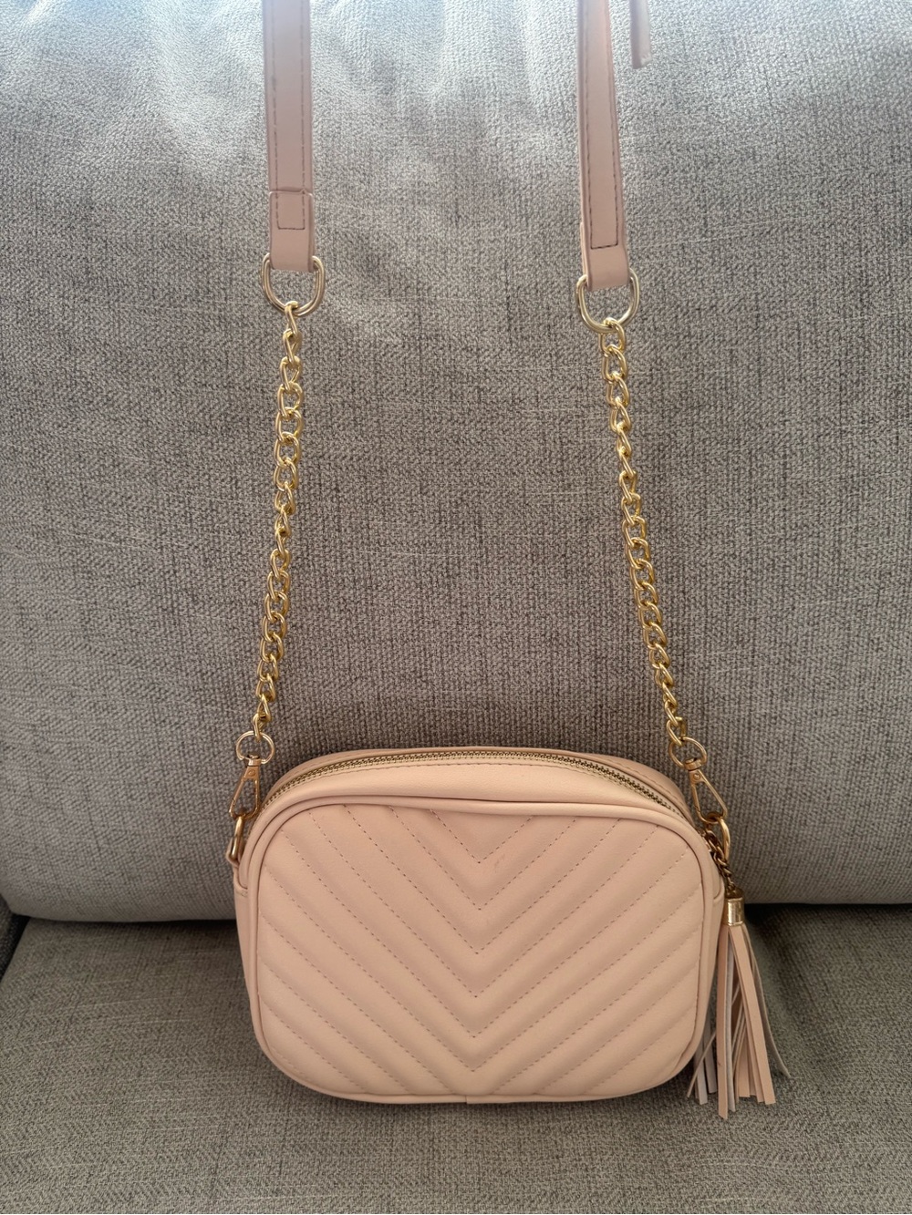 Women’s Quilted Crossbody Bag - Blush Pink